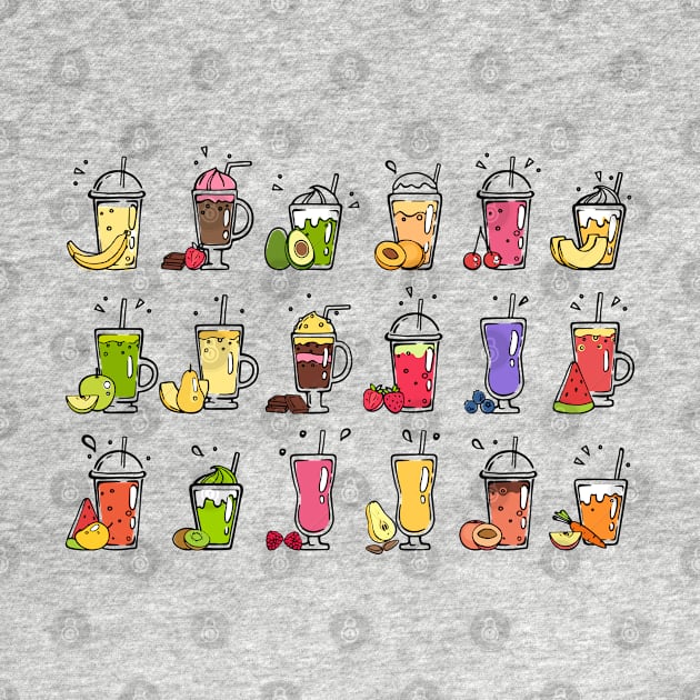 Smoothie Hand Drawn Fruits by Mako Design 